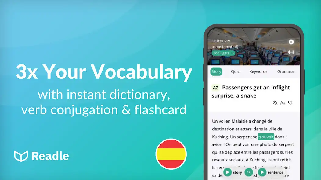 Play Learn Spanish: Daily Readle as an online game Learn Spanish: Daily Readle with UptoPlay