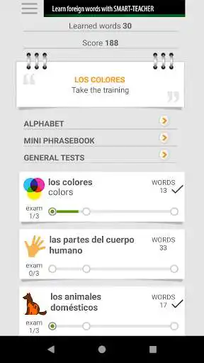 Play Learn Spanish words with Smart-Teacher