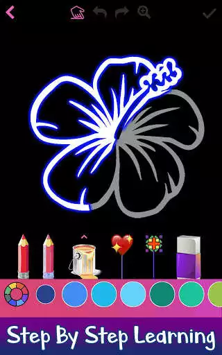 Play Learn to Draw Glow Flowers - Draw  Color Book as an online game Learn to Draw Glow Flowers - Draw  Color Book with UptoPlay