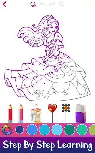 Play Learn to Draw Princess: Draw, Color  Glitter Book as an online game Learn to Draw Princess: Draw, Color  Glitter Book with UptoPlay