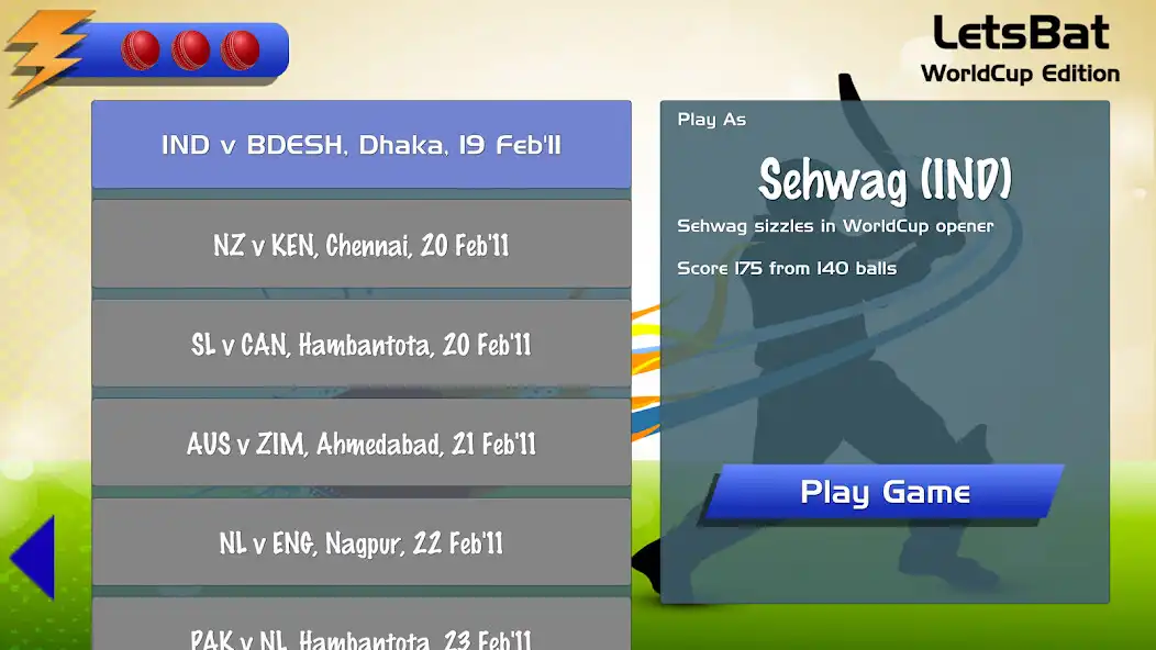 Play LetsBat - World Cup Edition as an online game LetsBat - World Cup Edition with UptoPlay