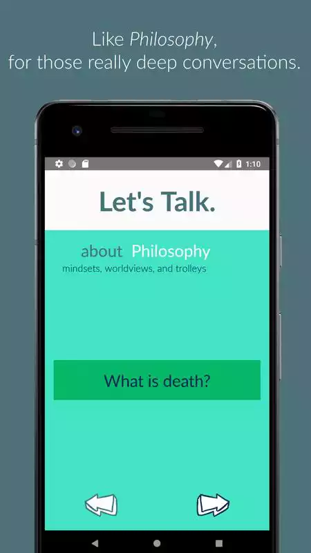 Play Lets Talk. prompts for meaningful small talk.