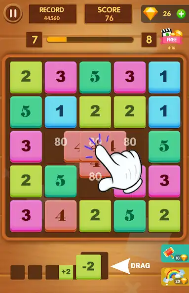 Play Level Up Numbers- Merge Blocks as an online game Level Up Numbers- Merge Blocks with UptoPlay