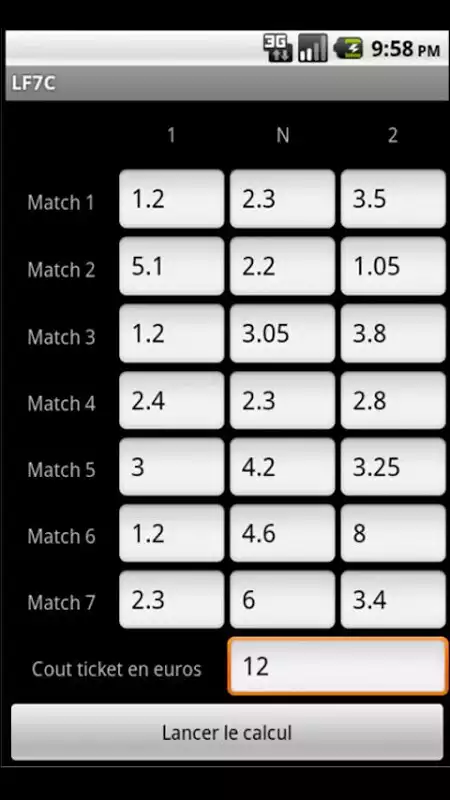 Play LF7C "Loto Foot" Calculator