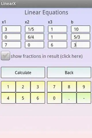 Play Linear Equation System Solver as an online game Linear Equation System Solver with UptoPlay
