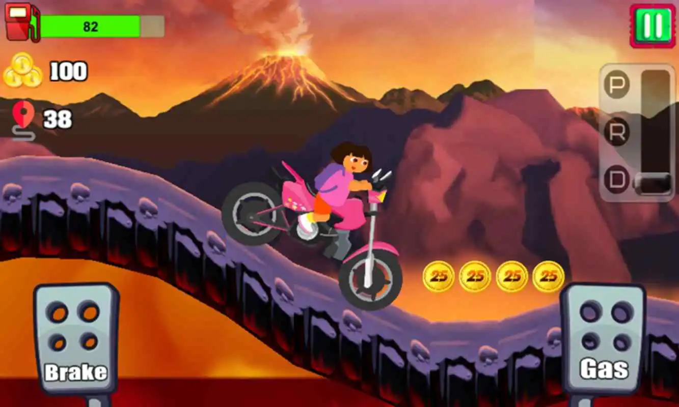 Play Little Dora Moto Hill Racing - Climbing Mountains