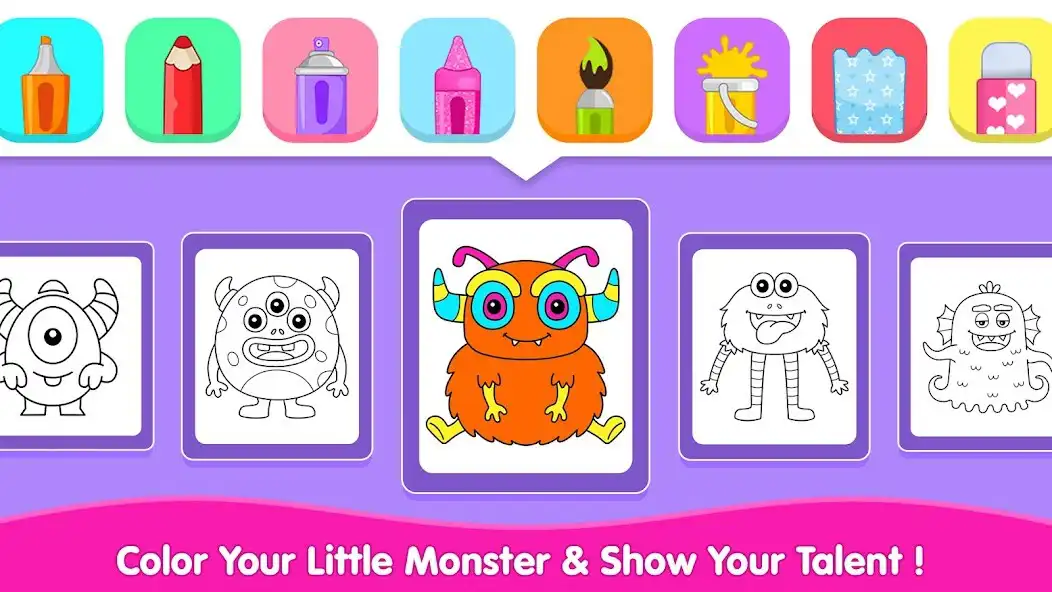 Play Little Monster Rainbow Color as an online game Little Monster Rainbow Color with UptoPlay
