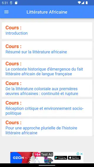 Play Littérature Africaine : Cours  and enjoy Littérature Africaine : Cours with UptoPlay