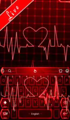 Play Live 3D Red Neon Heart Keyboard Theme