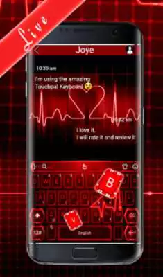 Play Live 3D Red Neon Heart Keyboard Theme