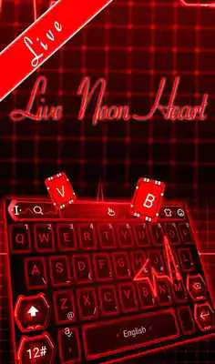 Play Live 3D Red Neon Heart Keyboard Theme