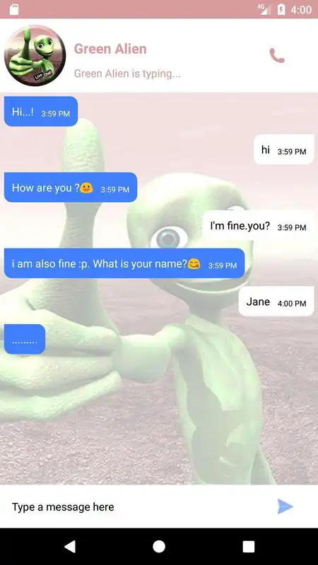 Play Live Chat With Green Alien - Prank