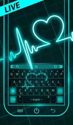Play Live Neon Blue Heart Keyboard Theme