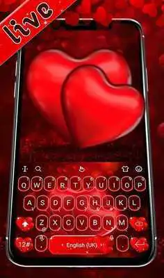 Play Live Red Romantic Heart Keyboard Theme
