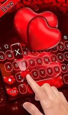 Play Live Red Romantic Heart Keyboard Theme