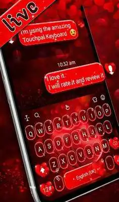 Play Live Red Romantic Heart Keyboard Theme