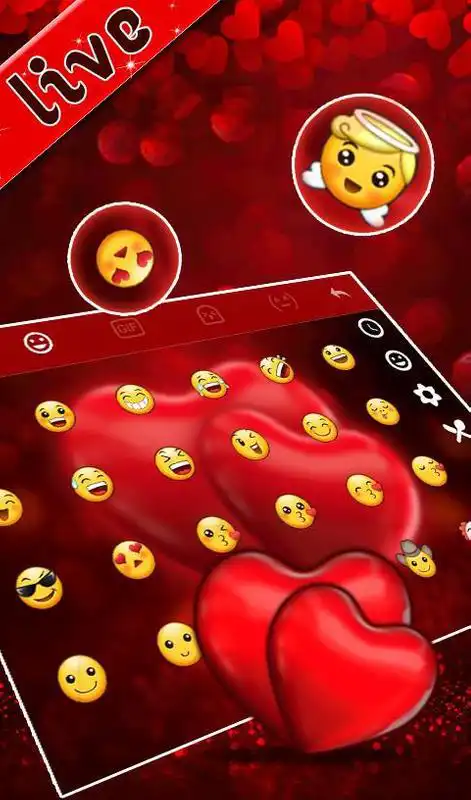 Play Live Red Romantic Heart Keyboard Theme