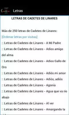 Play Los Cadetes de Linares Letras