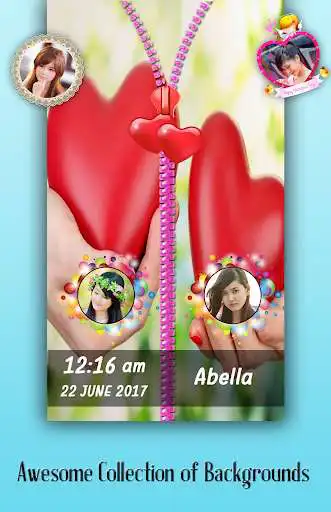 Play Love Heart Zipper Lock Screen