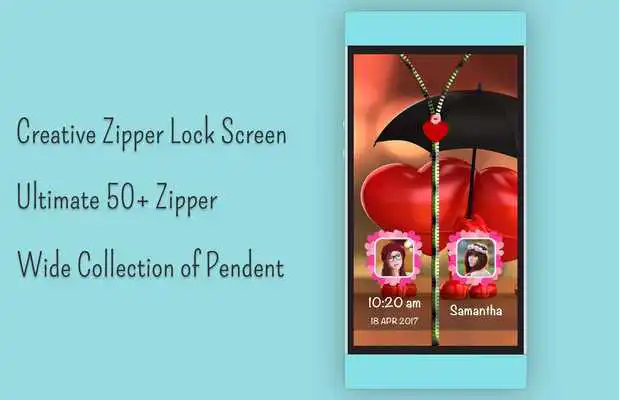 Play Love Heart Zipper Lock Screen