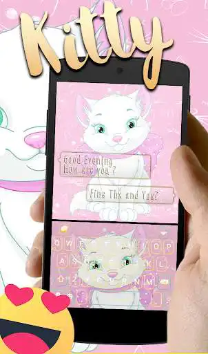 Play Lovely Cute Pink Cat keyboard Theme  and enjoy Lovely Cute Pink Cat keyboard Theme with UptoPlay