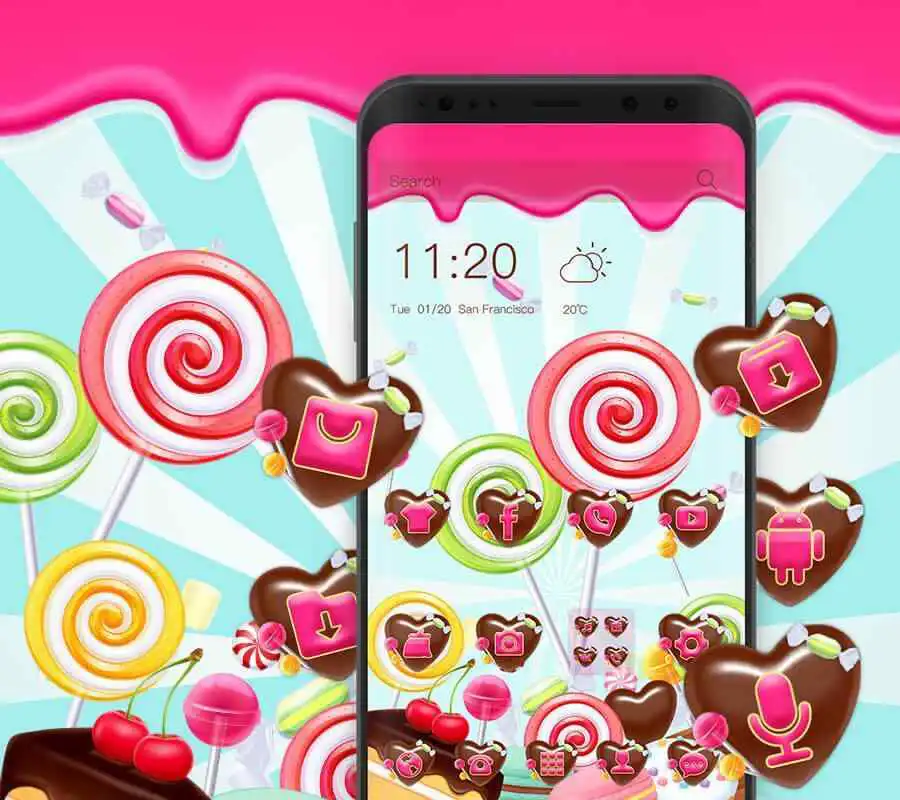 Play lovely lollipop theme chocolate peach icon