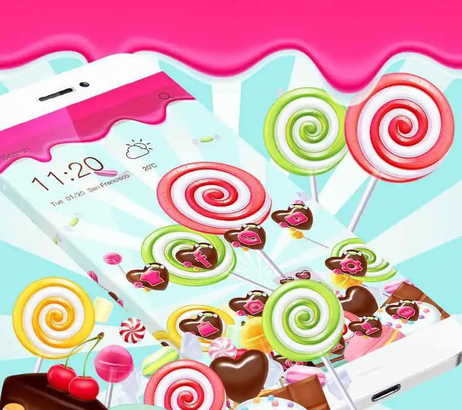 Play lovely lollipop theme chocolate peach icon
