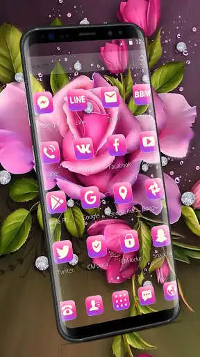 Play APK Lovely Pink Rose Blossom Theme  and enjoy Lovely Pink Rose Blossom Theme with UptoPlay com.launcher.theme.t211810341