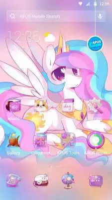 Play lovely rainbow unicorn-APUS Launcher theme