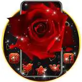 Free play online Lovely Red Sparkle Flowers Golden Hearts Theme APK