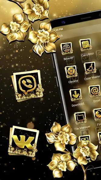 Play Luxury Gold Flower Launcher Theme as an online game Luxury Gold Flower Launcher Theme with UptoPlay