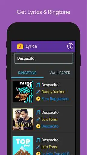 Play Lyrica - lyrics, wallpaper & ringtone app  and enjoy Lyrica - lyrics, wallpaper & ringtone app with UptoPlay