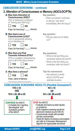 Play MACE Concussion Evaluation as an online game MACE Concussion Evaluation with UptoPlay