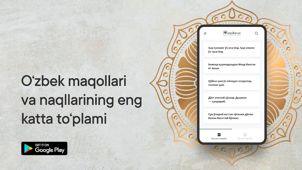 Play Maqollar.uz - ozbek maqollarining katta toplami  and enjoy Maqollar.uz - ozbek maqollarining katta toplami with UptoPlay