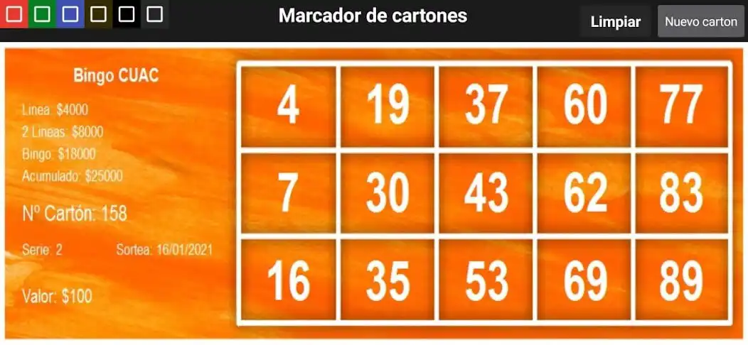 Play Marcador cartones Bingo as an online game Marcador cartones Bingo with UptoPlay