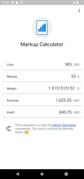 Play Markup Calculator as an online game Markup Calculator with UptoPlay