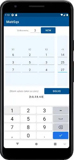 Play MatrEqs - No size limit Matrix and Equation Solver as an online game MatrEqs - No size limit Matrix and Equation Solver with UptoPlay