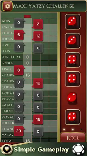 Play Maxi Yatzy Challenge as an online game Maxi Yatzy Challenge with UptoPlay