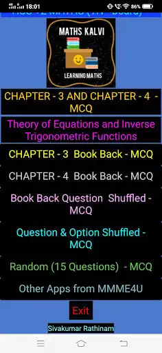 Play MCQ CHAPTER 3 and 4 THEORY OF EQ. AND INV. TRI.FUN  and enjoy MCQ CHAPTER 3 and 4 THEORY OF EQ. AND INV. TRI.FUN with UptoPlay