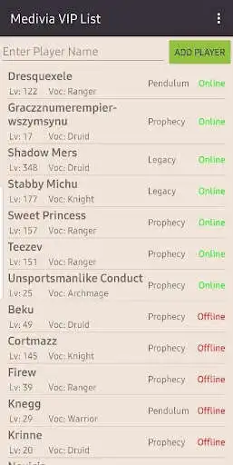 Play Medivia VIP List  and enjoy Medivia VIP List with UptoPlay