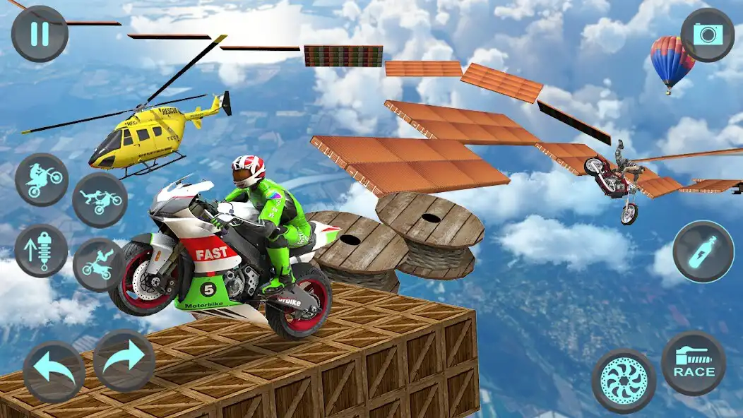 Play Mega Ramp Bike Stunts Games 3D as an online game Mega Ramp Bike Stunts Games 3D with UptoPlay