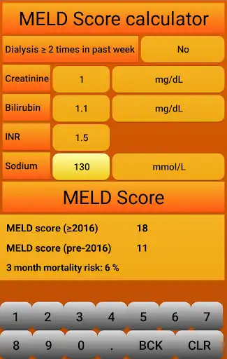 Play MELD score calculator