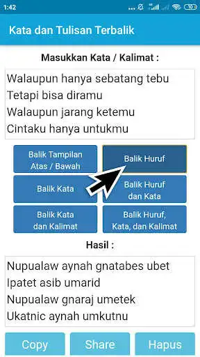 Play Membuat Kata dan Tulisan Terbalik as an online game online Membuat Kata dan Tulisan Terbalik with UptoPlay com.ahbar.membuatkatatulisanterbalik Play Membuat Kata dan Tulisan Terbalik as an online game Membuat Kata dan Tulisan Terbalik with UptoPlay