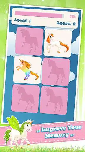 Play Memory game for kids: Unicorns as an online game Memory game for kids: Unicorns with UptoPlay