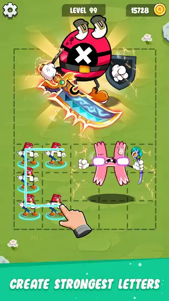 Play Merge Battle: Alphabet Monster as an online game Merge Battle: Alphabet Monster with UptoPlay