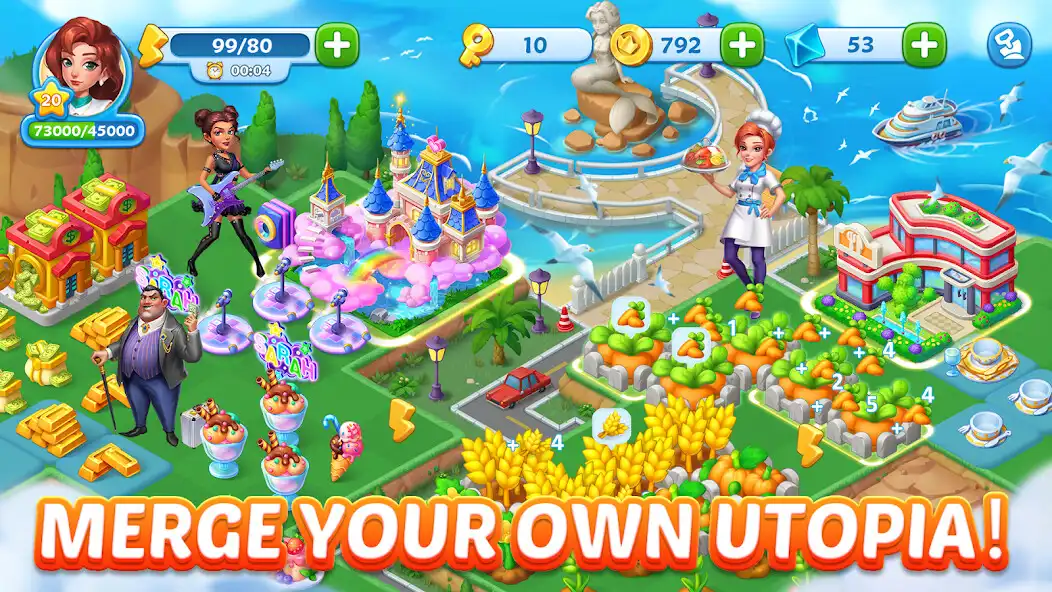 Play Merge Topia-Hotel Tycoon as an online game Merge Topia-Hotel Tycoon with UptoPlay