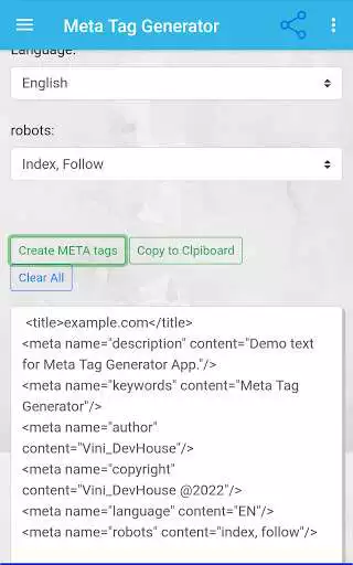 Play Meta Tag Generator as an online game Meta Tag Generator with UptoPlay