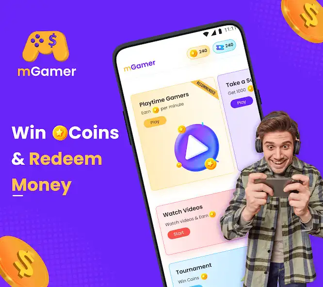 Play mGamer – Earn Money, Gift Card  and enjoy mGamer – Earn Money, Gift Card with UptoPlay