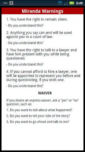 Play APK Miranda Warnings / Rights  and enjoy Miranda Warnings / Rights with UptoPlay com.wavesystems.miranda_warning