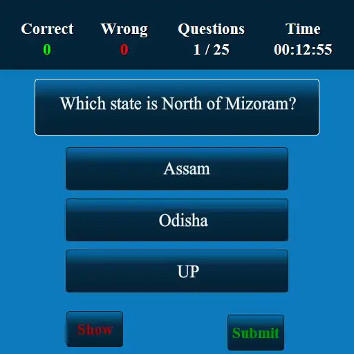 Play Mizoram MCQ as an online game Mizoram MCQ with UptoPlay
